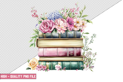 Floral Books Clipart Design