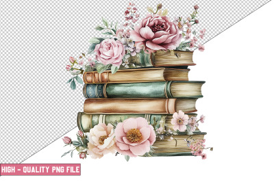 Floral Books Clipart Design