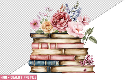 Floral Books Clipart Design