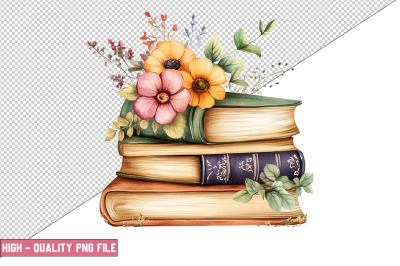 Floral Books Clipart Design