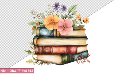 Floral Books Clipart Design