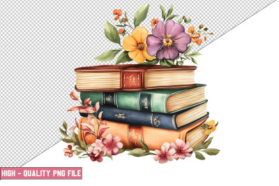Floral Books Clipart Desig