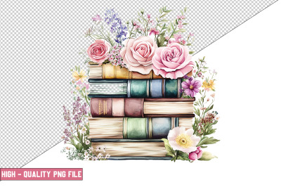 Floral Books Clipart Design