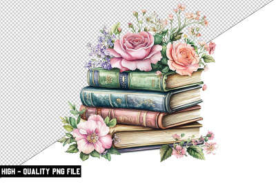 Floral Books Clipart Design