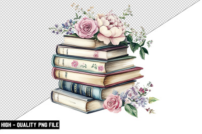 Floral Books Clipart Design