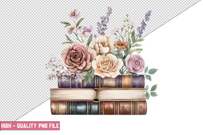 Floral Books Clipart Design