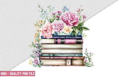 Floral Books Clipart Design