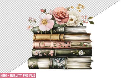 Floral Books Clipart Design