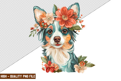 Floral Dog Clipart Sublimation