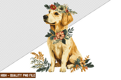 Floral Dog Clipart Sublimation