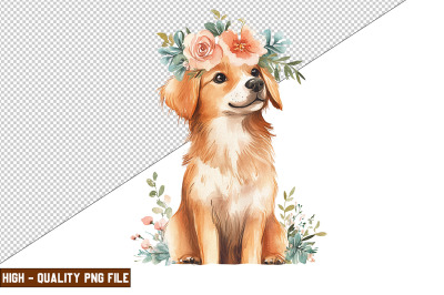 Floral Dog Clipart Sublimation  PNG