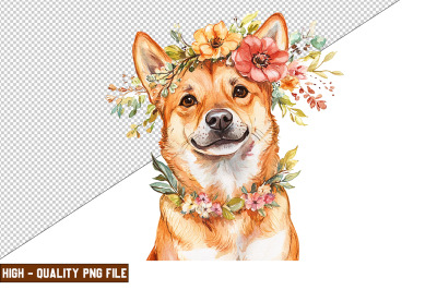 Floral Dog Clipart Sublimation