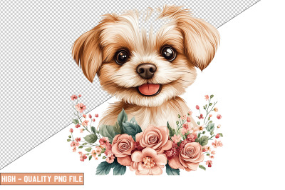 Floral Dog Clipart Sublimation
