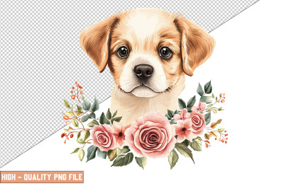 Floral Dog Clipart Sublimation