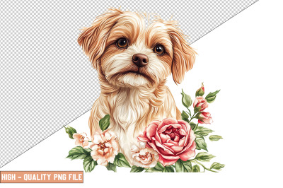 Floral Dog Clipart Sublimation