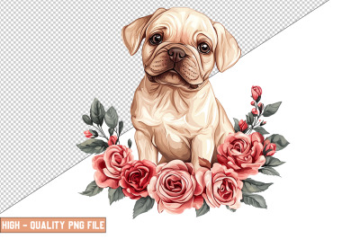 Floral Dog Clipart Sublimation