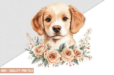 Floral Dog Clipart Sublimation