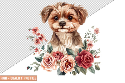 Floral Dog Clipart Sublimation