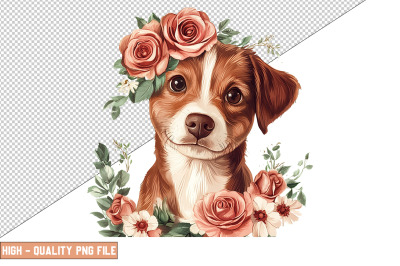 Floral Dog Clipart Sublimation