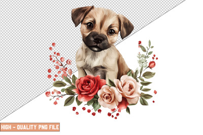 Floral Dog Clipart Sublimation