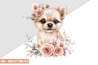 Floral Dog Clipart Sublimation