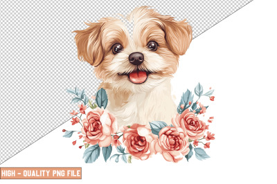 Floral Dog Clipart Sublimation
