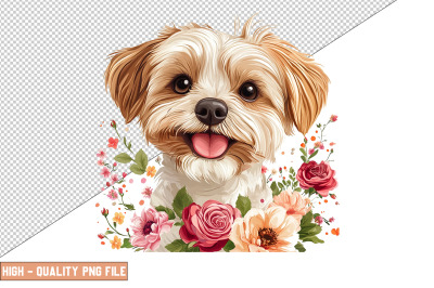 Floral Dog Clipart Sublimation