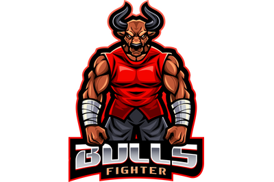 Bulls fighter esport mascot logo design