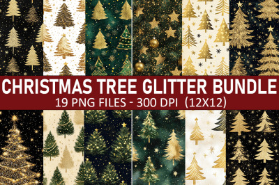&nbsp;Christmas Tree Glitter Seamless Digital Paper Bundle
