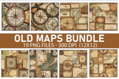 Old Maps Digital Paper Bundle