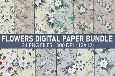 &nbsp;Flowers Digital Paper Bundle,