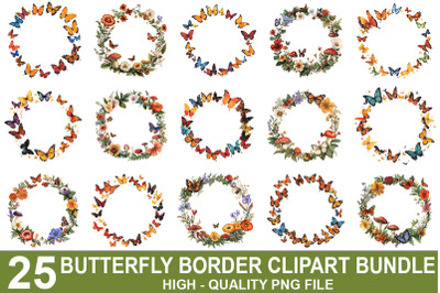 Butterfly Border Clipart Bundle
