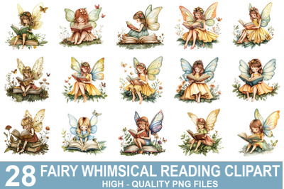 Fairy Whimsical Reading Clipart Bundle