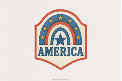 America Rainbow Sublimation PNG, USA Png, Patriotic Printable, July 4t