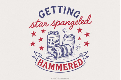 Getting Star Spangled Hammered PNG, Instant Download Sublimation Desig