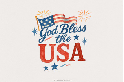 God Bless the USA PNG, 4th of July PNG, Independence Day, Patriotic Ce