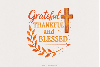 Fall PNG, Thankful Grateful Blessed, Digital Download, Thanksgiving pn