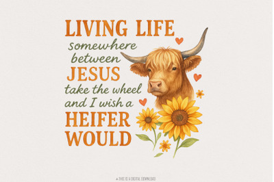 Heifer Cow PNG, Sunflower Sublimation Design, Western Watercolor, Coun