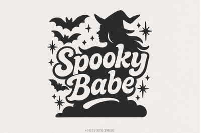 Spooky Babe png Files, Retro Halloween Shirt png, Trendy Witchy png fo
