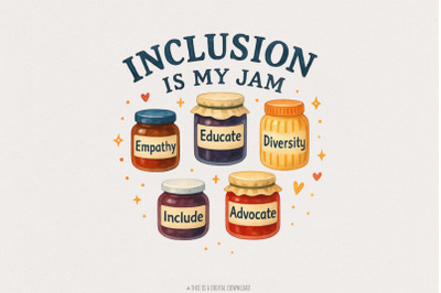 Inclusion Is My Jam PNG, Digital Download, Autism Awareness, Neurodive
