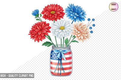4th of July Flowers in Jar Clipart