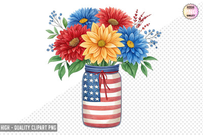 4th of July Flowers in Jar Clipart