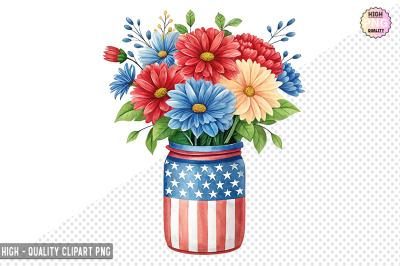 4th of July Flowers in Jar Clipart