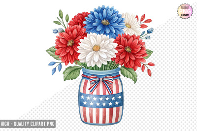 4th of July Flowers in Jar Clipart