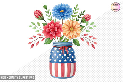 4th of July Flowers in Jar Clipart