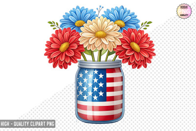 4th of July Flowers in Jar Clipart