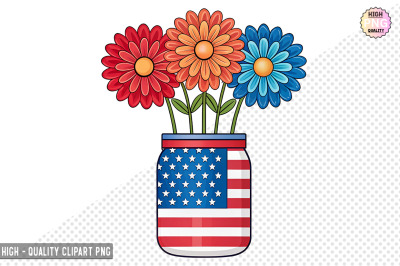 4th of July Flowers in Jar Clipart
