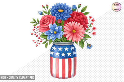 4th of July Flowers in Jar Clipart