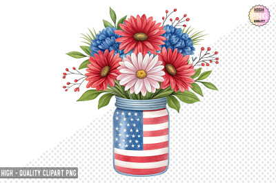 4th of July Flowers in Jar Clipart