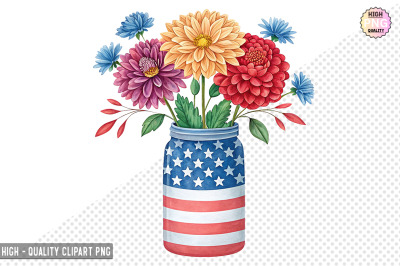 4th of July Flowers in Jar Clipart